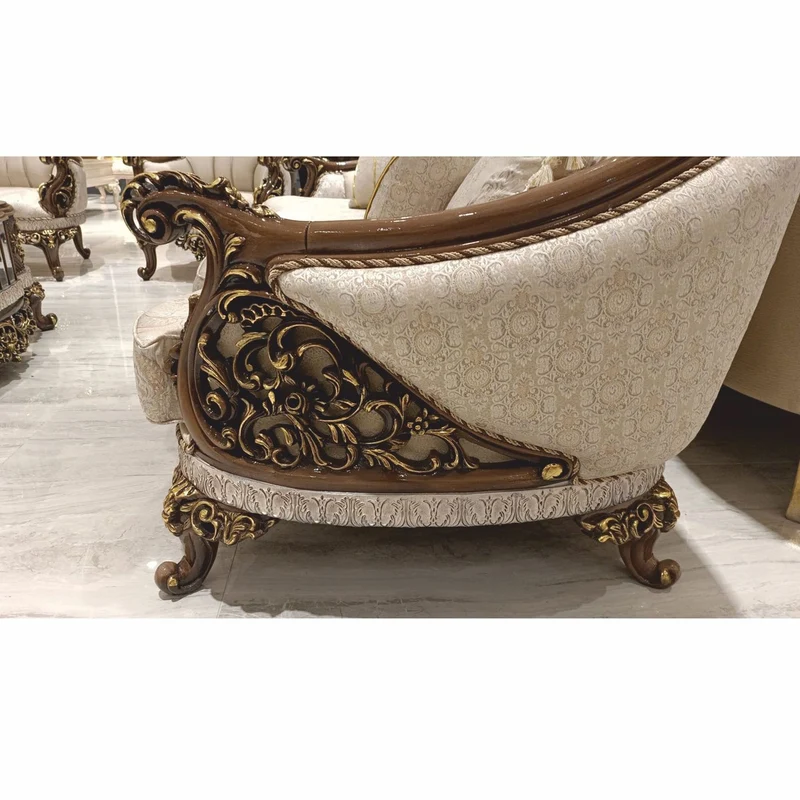Casa Padrino Luxus Barock Sofa Beige / Braun / Gold H. 234 cm - Barock Wohnzimmer Möbel
