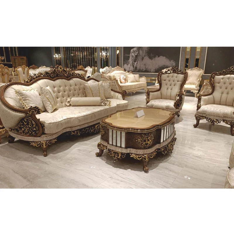 Casa Padrino Luxus Barock Sofa Beige / Braun / Gold H. 234 cm - Barock Wohnzimmer Möbel