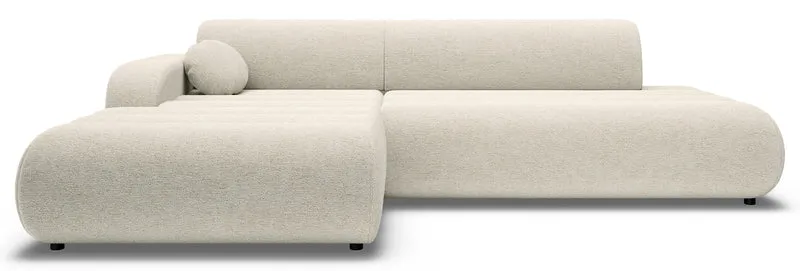 Ecksofa mit Schlafunktion Arione, L-förmig, linksseitig, mit Stauraum, cremefarbener Chenillebezug