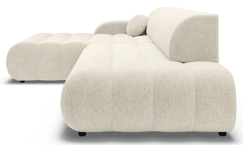 Ecksofa mit Schlafunktion Arione, L-förmig, linksseitig, mit Stauraum, cremefarbener Chenillebezug