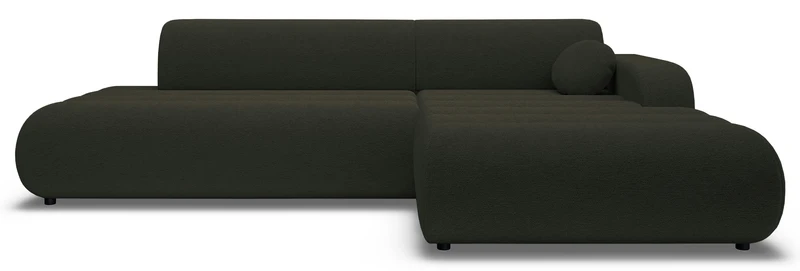 Ecksofa mit Schlaffunktion Arione, L-förmig, rechtsseitig, mit Stauraum, grüner Chenille-Bezug