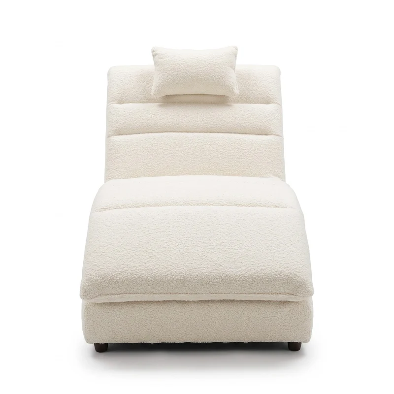 Casa Padrino Luxus Chaiselongue mit Kopfkissen Weiß 170 cm