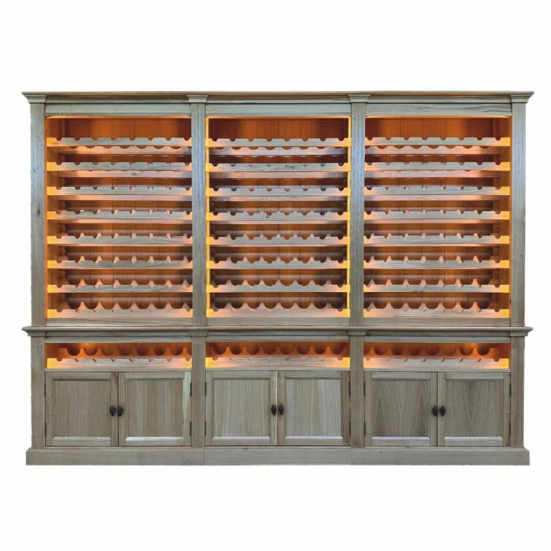 Casa Padrino Landhausstil Weinschrank Grau / Braun 300 cm - Landhausstil Bar Möbel