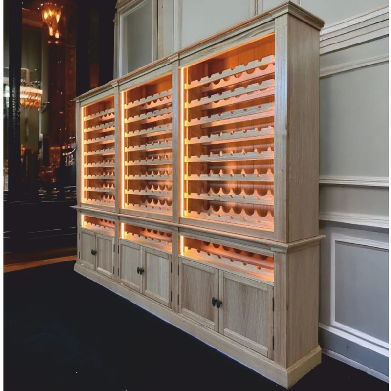 Casa Padrino Landhausstil Weinschrank Grau / Braun 300 cm - Landhausstil Bar Möbel