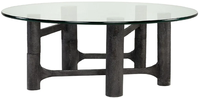 Casa Padrino Luxus Couchtisch Antik Schwarz Ø 110 x H. 40,5 cm - Runder Aluminium Wohnzimmertisch mit Glasplatte - Wohnzimmer Möbel - Luxus Möbel - Luxus Einrichtung