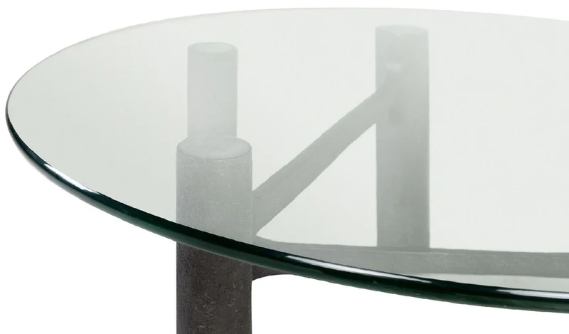 Casa Padrino Luxus Couchtisch Antik Schwarz Ø 110 x H. 40,5 cm - Runder Aluminium Wohnzimmertisch mit Glasplatte - Wohnzimmer Möbel - Luxus Möbel - Luxus Einrichtung