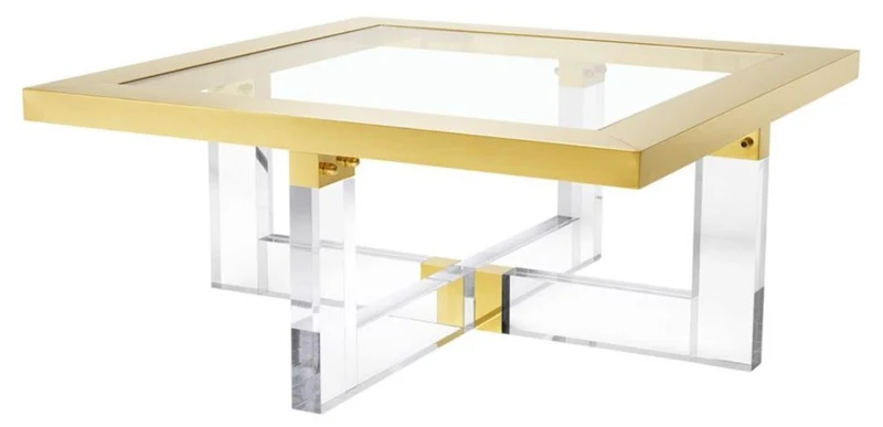 Casa Padrino Luxus Couchtisch / Wohnzimmertisch Gold 100 x 100 x H. 43 cm - Wohnzimmermöbel
