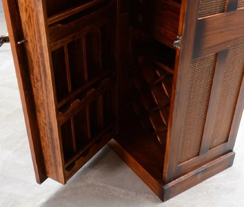Casa Padrino Luxus Vintage Stil Barschrank Braun 69,5 x 52 x H. 178,5 cm - Massivholz Weinschrank - Vintage Stil Bar Möbel - Luxus Bar Möbel - Massivholz Bar Möbel