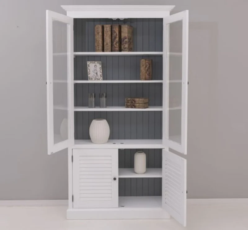 Casa Padrino Vitrine im Landhausstil mit 2 Glastüren, 110 x 39 x 210 cm