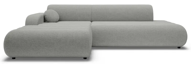 Ecksofa mit Schlaffunktion Arione, L-förmig, linksseitig, mit Stauraum, hellgrauer Chenille-Stoff