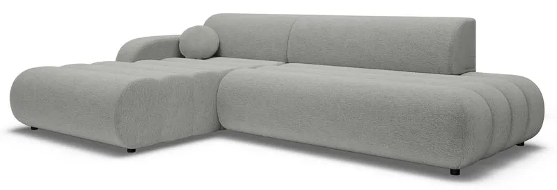 Ecksofa mit Schlaffunktion Arione, L-förmig, linksseitig, mit Stauraum, hellgrauer Chenille-Stoff