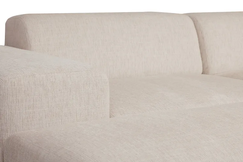 Modulares Sofa Pyllomi mit Hocker, warmbeige Flechtoptik