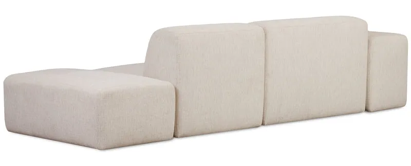 Modulares Sofa Pyllomi mit Hocker, warmbeige Flechtoptik