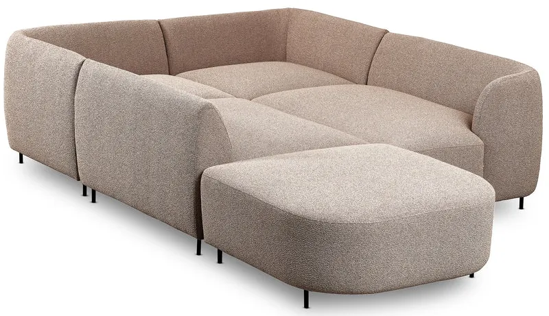Modulares Ecksofa Lanomi U-förmig, rechtsseitig, beige Bouclé