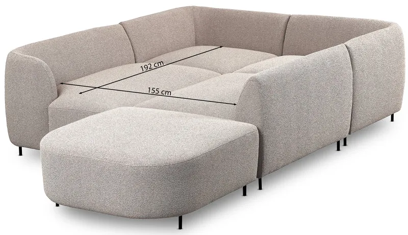 Modulares Ecksofa Lanomi U-förmig, rechtsseitig, grau-beige Bouclé