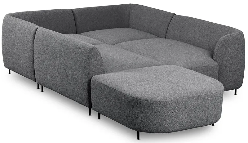 Modulares Ecksofa Lanomi U-förmig, rechtsseitig, grau Bouclé
