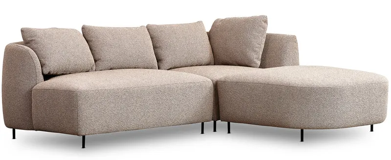 Modulares Ecksofa Lanomi L-förmig, rechtsseitig, beige Bouclé