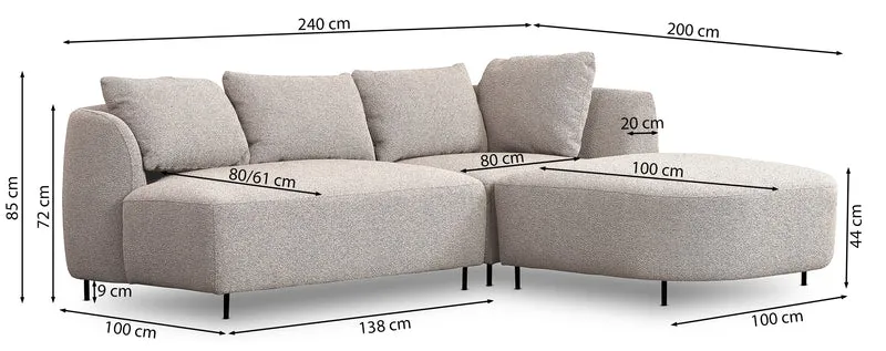 Modulares Ecksofa Lanomi, L-förmig, linksseitig, beige Bouclé