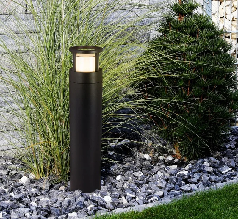 Casa Padrino LED Außenleuchte Schwarz Ø 10,8 x H. 50 cm - Wetterbeständige Gartenleuchte - Terrassenleuchte - Moderne Garten & Terrassen Beleuchtung