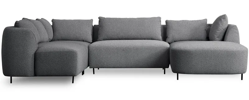 Modulares Lanomi Ecksofa U-förmig linksseitig grau Bouclé