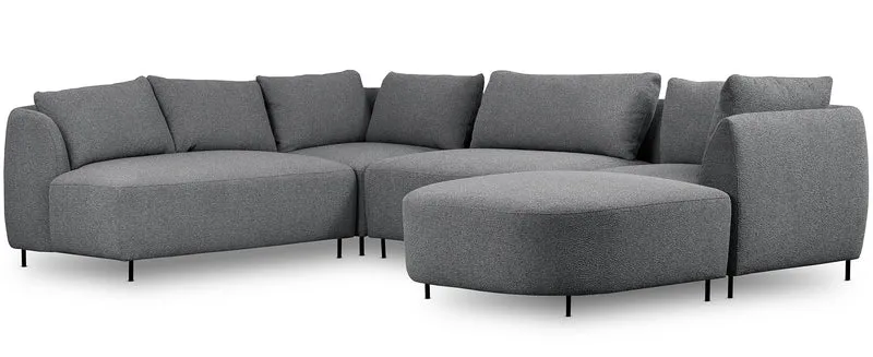 Modulares Lanomi Ecksofa U-förmig linksseitig grau Bouclé