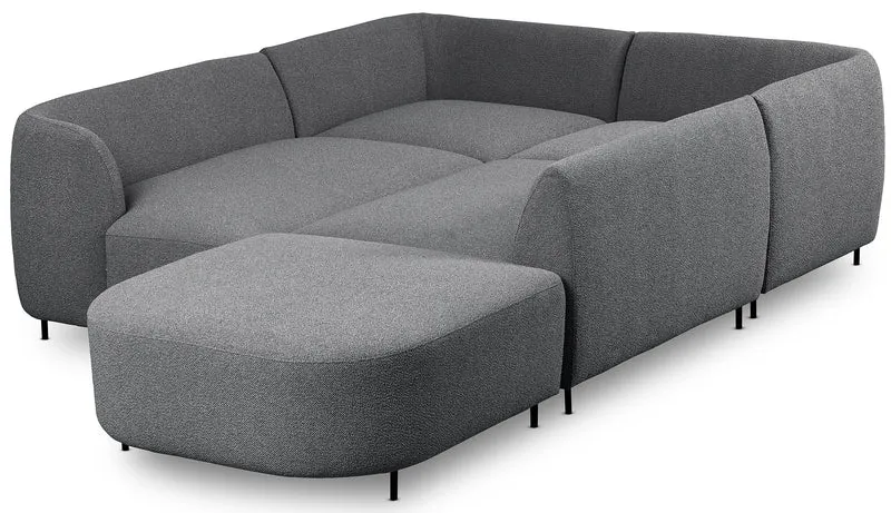 Modulares Lanomi Ecksofa U-förmig linksseitig grau Bouclé