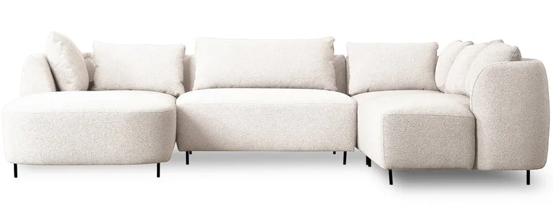Modulares Ecksofa Lanomi U-förmig, rechtsseitig, cremefarbenes Bouclé
