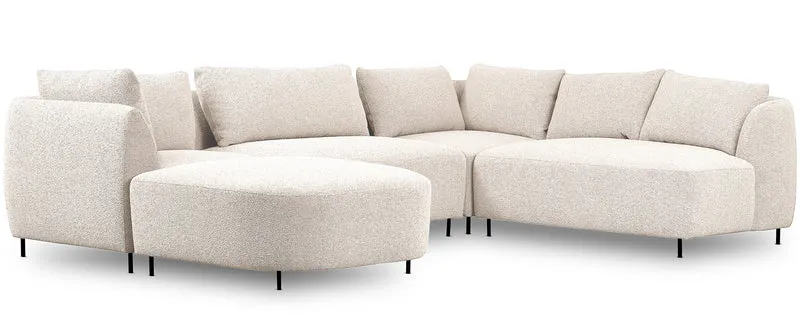Modulares Ecksofa Lanomi U-förmig, rechtsseitig, cremefarbenes Bouclé