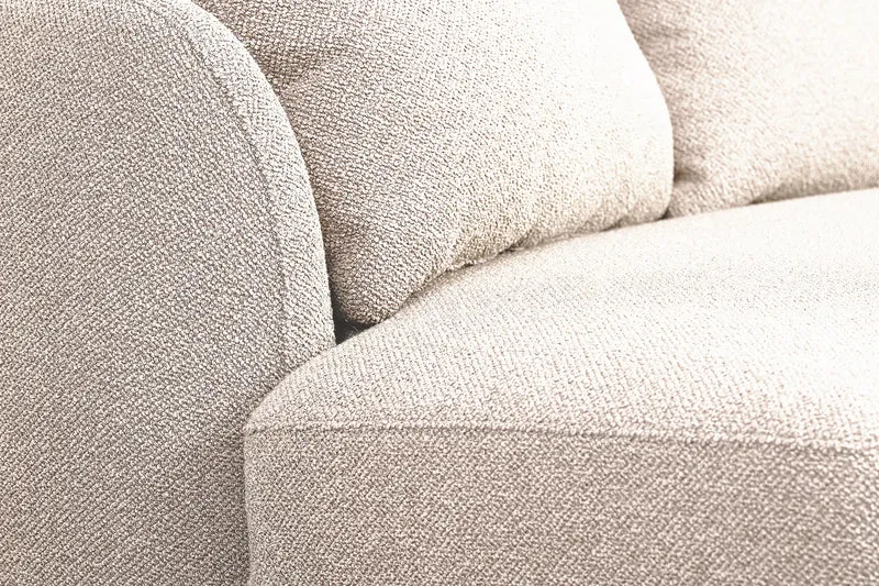 Modulares Ecksofa Lanomi, L-förmig, rechtsseitig, cremefarbenes Bouclé