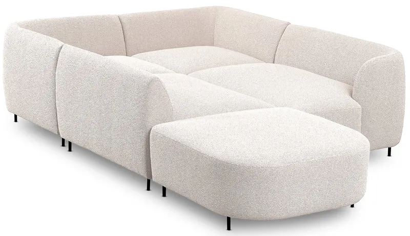 Modulares Ecksofa Lanomi U-förmig, rechtsseitig, cremefarbenes Bouclé