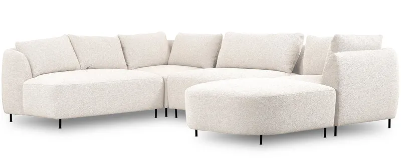 Modulares Ecksofa Lanomi U-förmig linksseitig weiß Bouclé