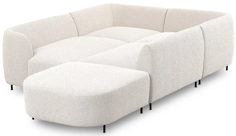 Modulares Ecksofa Lanomi U-förmig linksseitig weiß Bouclé