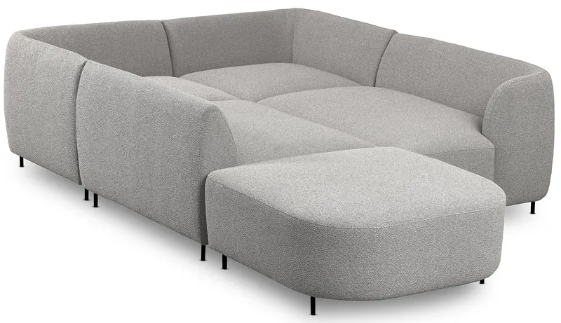 Modulares Ecksofa Lanomi U-förmig, rechtsseitig, hellgrauer Bouclé-Stoff