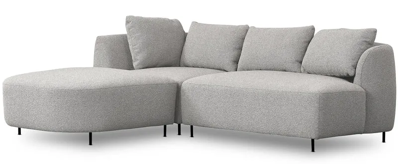 Modulares Ecksofa Lanomi L-förmig, linksseitig, hellgrauer Bouclé-Stoff