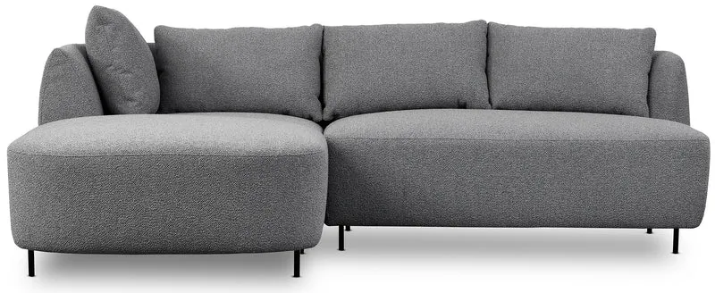Modulares Ecksofa Lanomi L-förmig, linksseitig, grau Bouclé