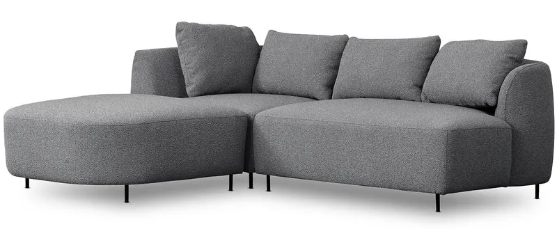 Modulares Ecksofa Lanomi L-förmig, linksseitig, grau Bouclé