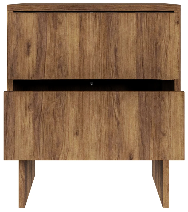 Nachttisch Sanva mit zwei Schubladen, 50 cm, Walnuss Warmia