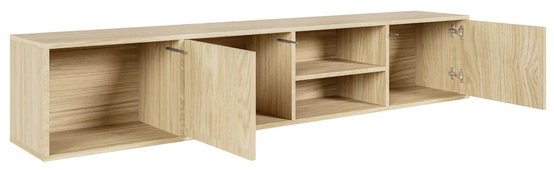 Sanva Hängeschrank für TV, zweiflügelig mit drei Fächern, 200 cm, geölte Eiche