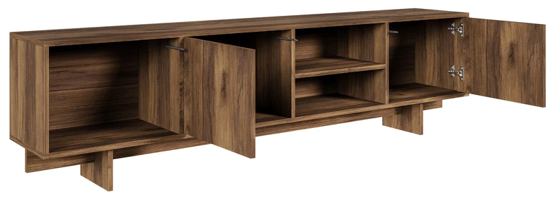 Zweittüriger TV-Schrank Sanva mit drei Fächern, 200 cm, Walnuss Warmia