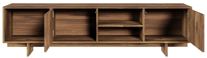 Zweittüriger TV-Schrank Sanva mit drei Fächern, 200 cm, Walnuss Warmia