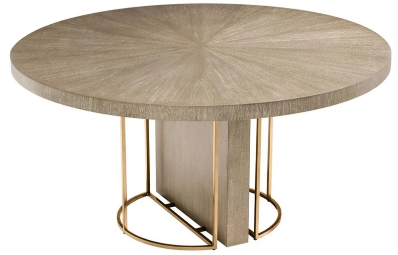 Casa Padrino Luxus Esstisch Braun / Messing Ø 150 x H. 75 cm - Luxus Qualität