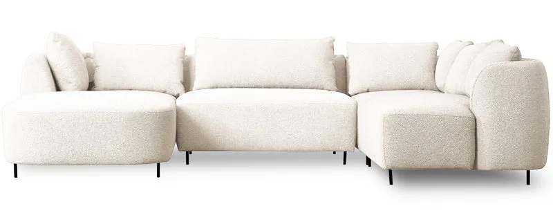 Modulares Ecksofa Lanomi U-förmig, rechtsseitig, weißes Bouclé
