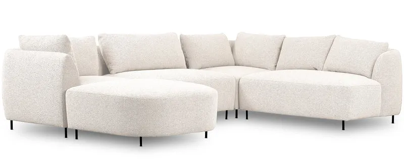 Modulares Ecksofa Lanomi U-förmig, rechtsseitig, weißes Bouclé