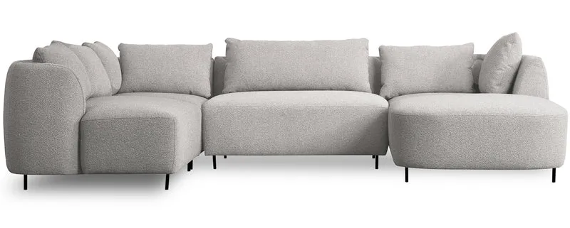 Modulares Ecksofa Lanomi U-förmig, linksseitig, hellgrauer Bouclé-Stoff