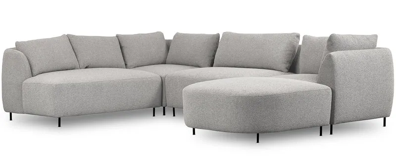 Modulares Ecksofa Lanomi U-förmig, linksseitig, hellgrauer Bouclé-Stoff