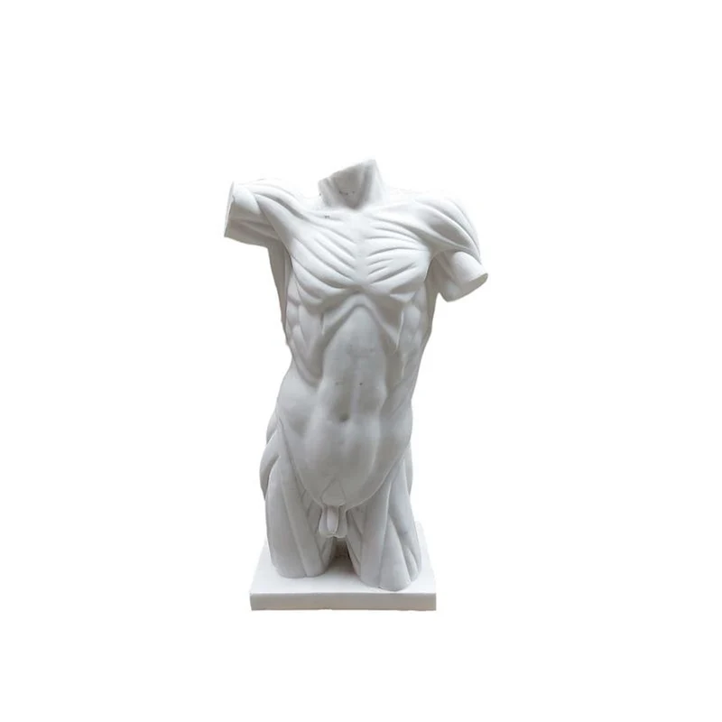 Casa Padrino Luxus Marmor Skulptur Männlicher Torso Weiß - Handgefertigte Marmorfigur - Deko Skulptur