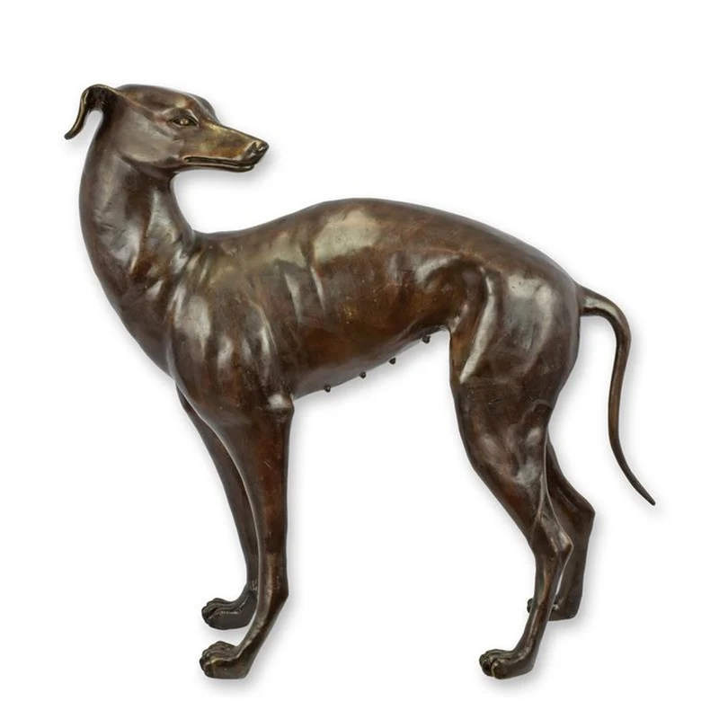 Casa Padrino Luxus Bronze Skulptur Windhund Bronze / Braun 97,5 x H. 97 cm - Lebensgroße Bronzefigur - Deko Figur