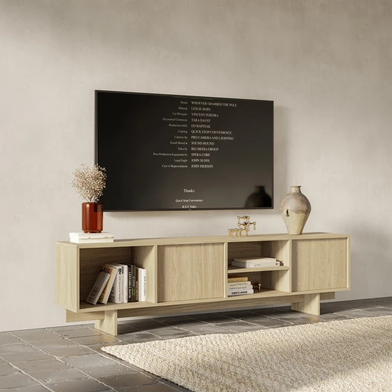 Sanva TV-Schrank mit zwei Türen und drei Fächern, 200 cm, geölte Eiche