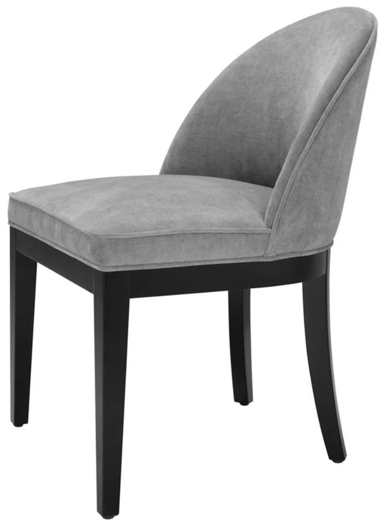 Casa Padrino Luxus Esszimmerstuhl Grau / Schwarz 55 x 61 x H. 84 cm - Luxus Möbel