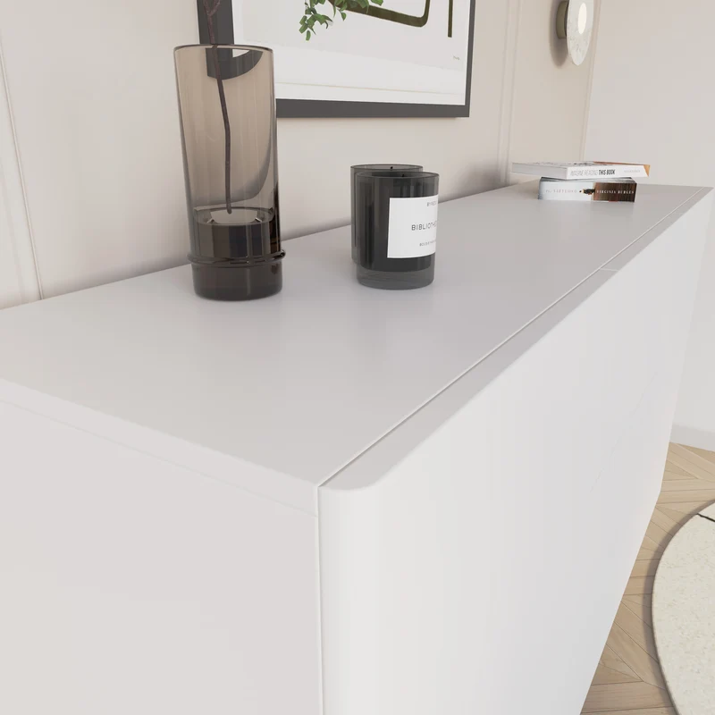 Zweiturige Kommode Olio mit drei Schubladen, 160 cm, weiß